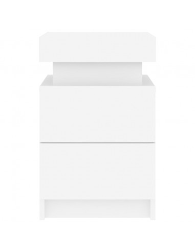 Comodini con Luci LED 2pz Bianchi 35x39x55 cm