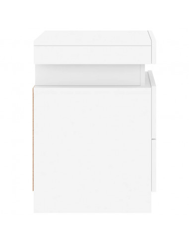 Comodini con Luci LED 2pz Bianchi 35x39x55 cm