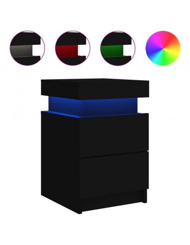 Comodini con Luci LED 2pz Neri 35x39x55 cm