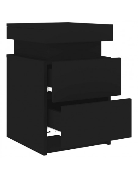 Comodini con Luci LED 2pz Neri 35x39x55 cm