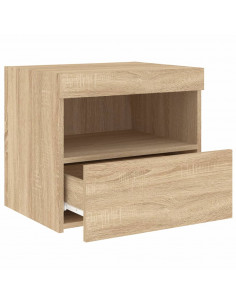Comodino con Luci LED Rovere Sonoma 50x40x45 cm 2