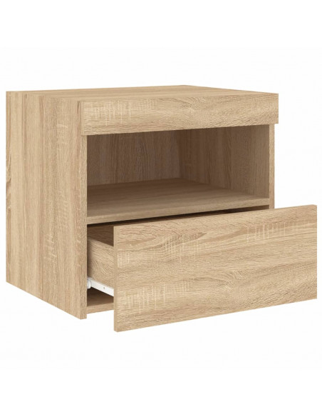 Comodino con Luci LED Rovere Sonoma 50x40x45 cm