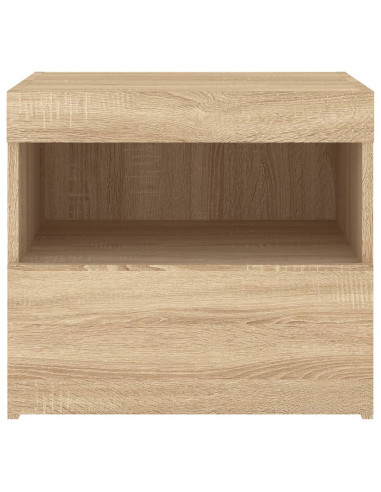 Comodino con Luci LED Rovere Sonoma 50x40x45 cm