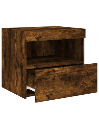 Comodino con Luci LED Rovere Fumo 50x40x45 cm