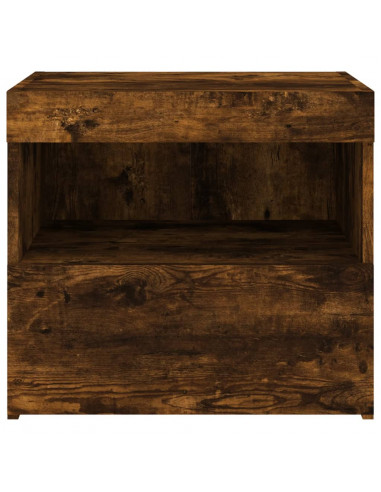 Comodino con Luci LED Rovere Fumo 50x40x45 cm