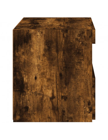 Comodino con Luci LED Rovere Fumo 50x40x45 cm
