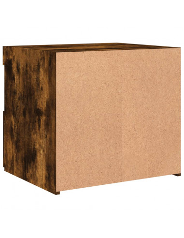 Comodino con Luci LED Rovere Fumo 50x40x45 cm
