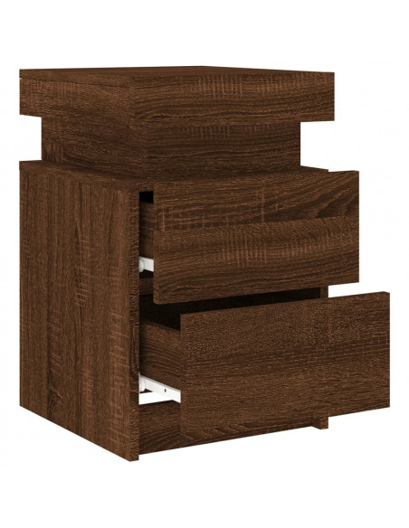 Comodini con Luci LED 2pz Rovere Marrone 35x39x55 cm