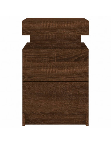 Comodini con Luci LED 2pz Rovere Marrone 35x39x55 cm