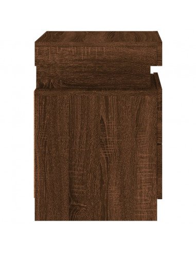 Comodini con Luci LED 2pz Rovere Marrone 35x39x55 cm