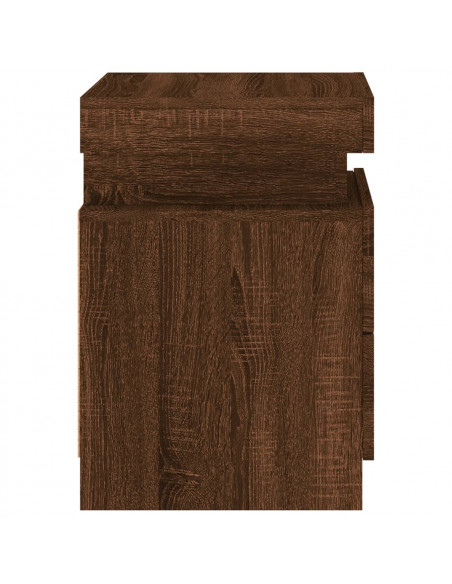 Comodini con Luci LED 2pz Rovere Marrone 35x39x55 cm