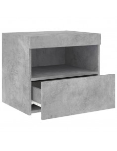 Comodino con Luci LED Grigio Cemento 50x40x45 cm 2