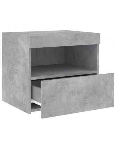 Comodino con Luci LED Grigio Cemento 50x40x45 cm