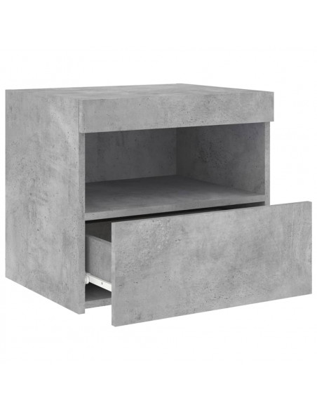 Comodino con Luci LED Grigio Cemento 50x40x45 cm