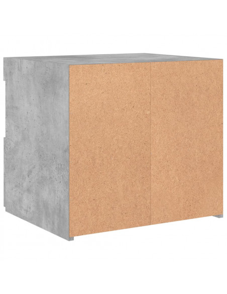 Comodino con Luci LED Grigio Cemento 50x40x45 cm