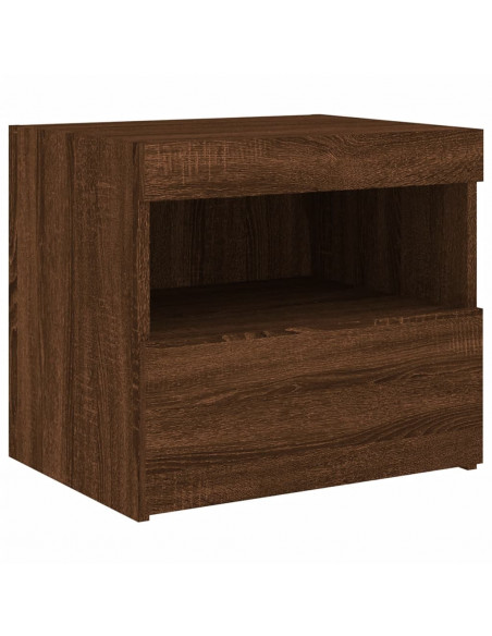 Comodini con Luci LED 2pz Rovere Marrone 50x40x45 cm