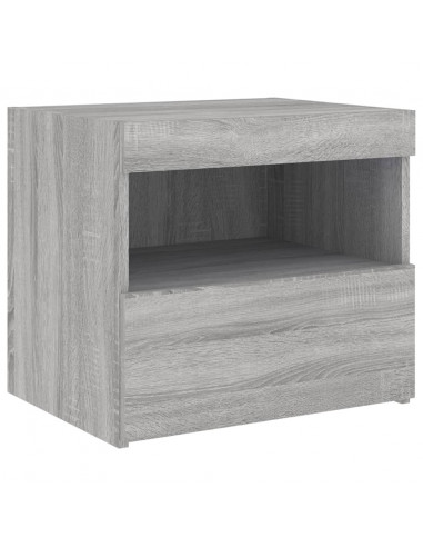 Comodini con Luci LED 2pz Grigio Sonoma 50x40x45 cm