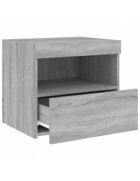 Comodini con Luci LED 2pz Grigio Sonoma 50x40x45 cm