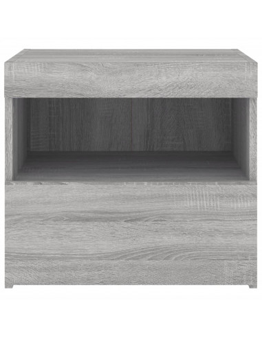Comodini con Luci LED 2pz Grigio Sonoma 50x40x45 cm