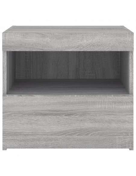 Comodini con Luci LED 2pz Grigio Sonoma 50x40x45 cm