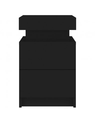 Comodino con Luci LED Nero 35x39x55 cm