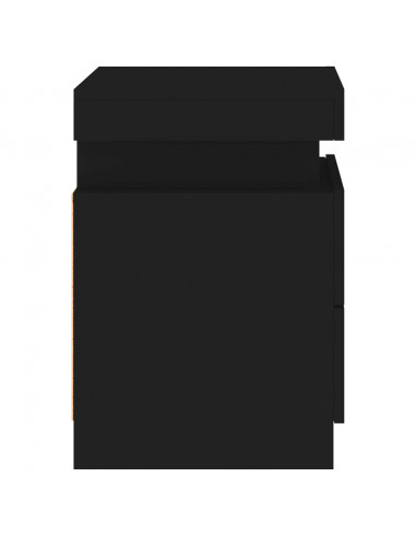 Comodino con Luci LED Nero 35x39x55 cm