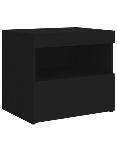 Comodini con Luci LED 2pz Neri 50x40x45 cm