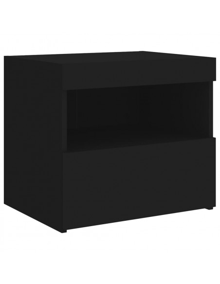 Comodini con Luci LED 2pz Neri 50x40x45 cm