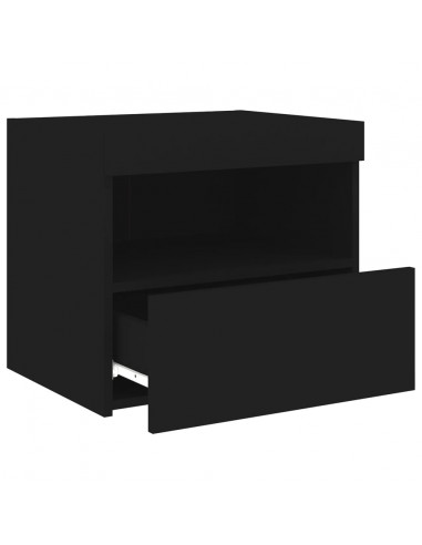 Comodini con Luci LED 2pz Neri 50x40x45 cm