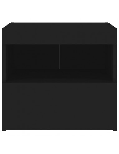 Comodini con Luci LED 2pz Neri 50x40x45 cm