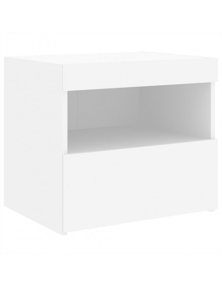Comodini con Luci LED 2pz Bianchi 50x40x45 cm