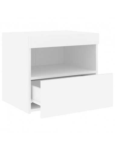 Comodini con Luci LED 2pz Bianchi 50x40x45 cm