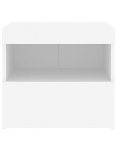 Comodini con Luci LED 2pz Bianchi 50x40x45 cm