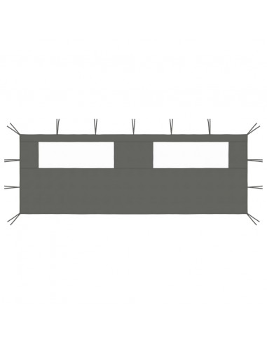 Parete con Finestre per Gazebo 6x2 m Antracite