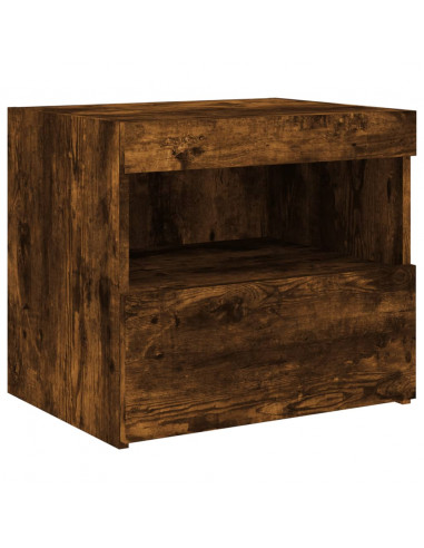 Comodini con Luci LED 2pz Rovere Fumo 50x40x45 cm