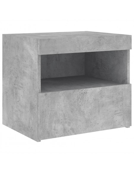 Comodini con Luci LED 2pz Grigio Cemento 50x40x45 cm