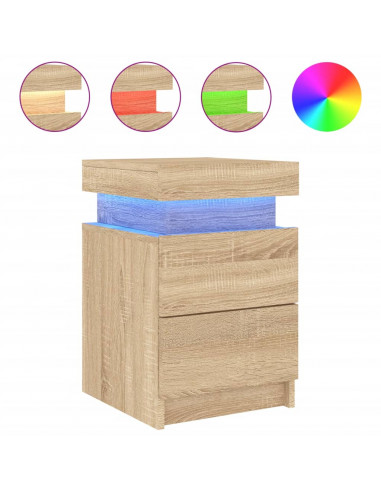 Comodini con Luci LED 2pz Rovere Sonoma 35x39x55 cm