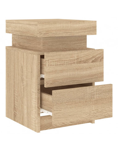 Comodini con Luci LED 2pz Rovere Sonoma 35x39x55 cm