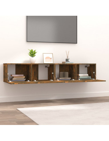 Mobili TV 2 pz Rovere Fumo 80x30x30 cm Legno Multistrato