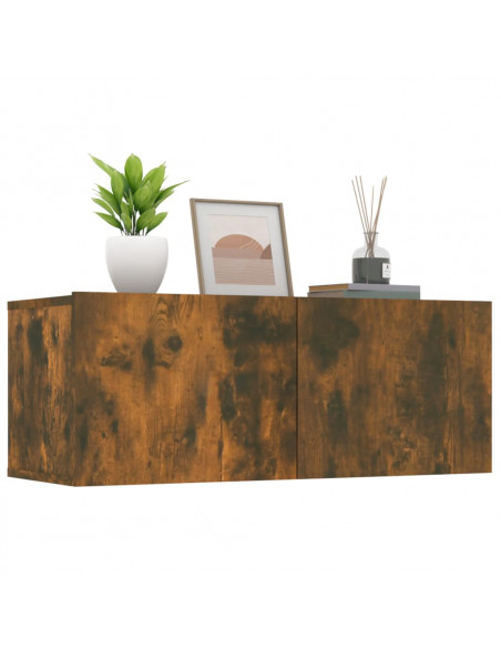 Mobili TV 2 pz Rovere Fumo 80x30x30 cm Legno Multistrato