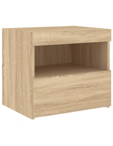 Comodini con Luci LED 2pz Rovere Sonoma 50x40x45 cm
