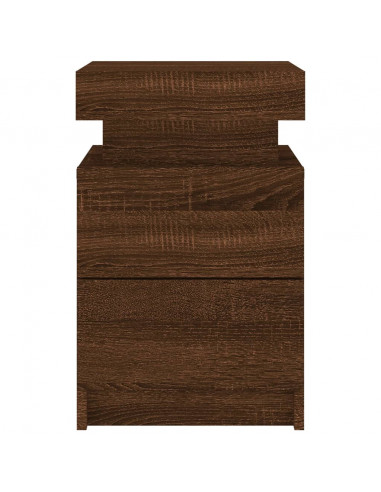 Comodino con Luci LED Rovere Marrone 35x39x55 cm