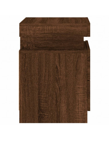 Comodino con Luci LED Rovere Marrone 35x39x55 cm