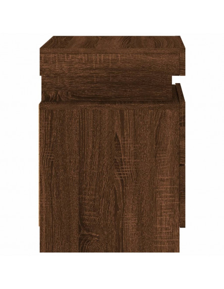 Comodino con Luci LED Rovere Marrone 35x39x55 cm
