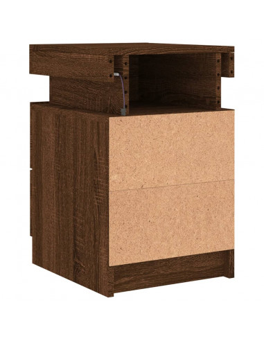 Comodino con Luci LED Rovere Marrone 35x39x55 cm