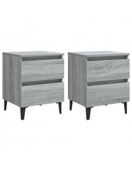 Comodini con Gambe in Metallo 2 pz Grigio Sonoma 40x35x50 cm