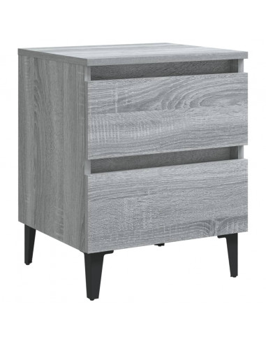 Comodini con Gambe in Metallo 2 pz Grigio Sonoma 40x35x50 cm