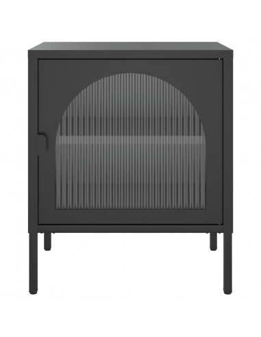 Comodini 2 pz Neri 50x35x60 cm in Vetro e Acciaio
