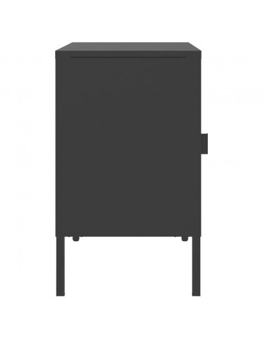 Comodini 2 pz Neri 50x35x60 cm in Vetro e Acciaio