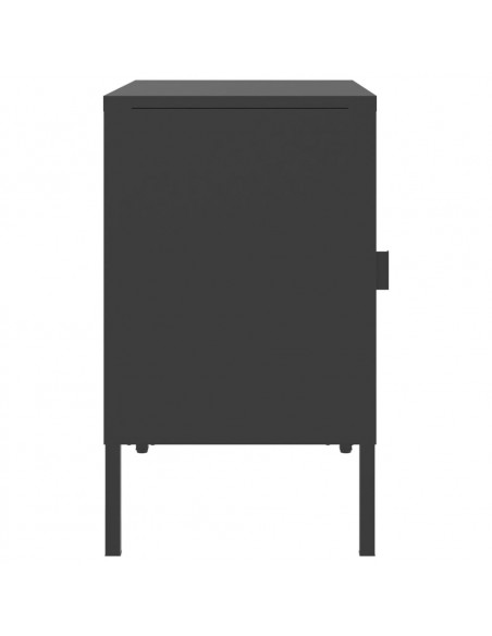 Comodini 2 pz Neri 50x35x60 cm in Vetro e Acciaio